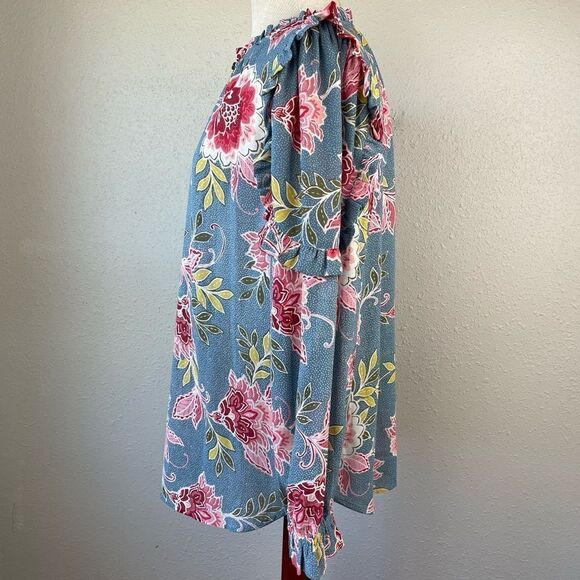 LOFT Floral Tunic Top Size Petite L EUC - Picture 3 of 7